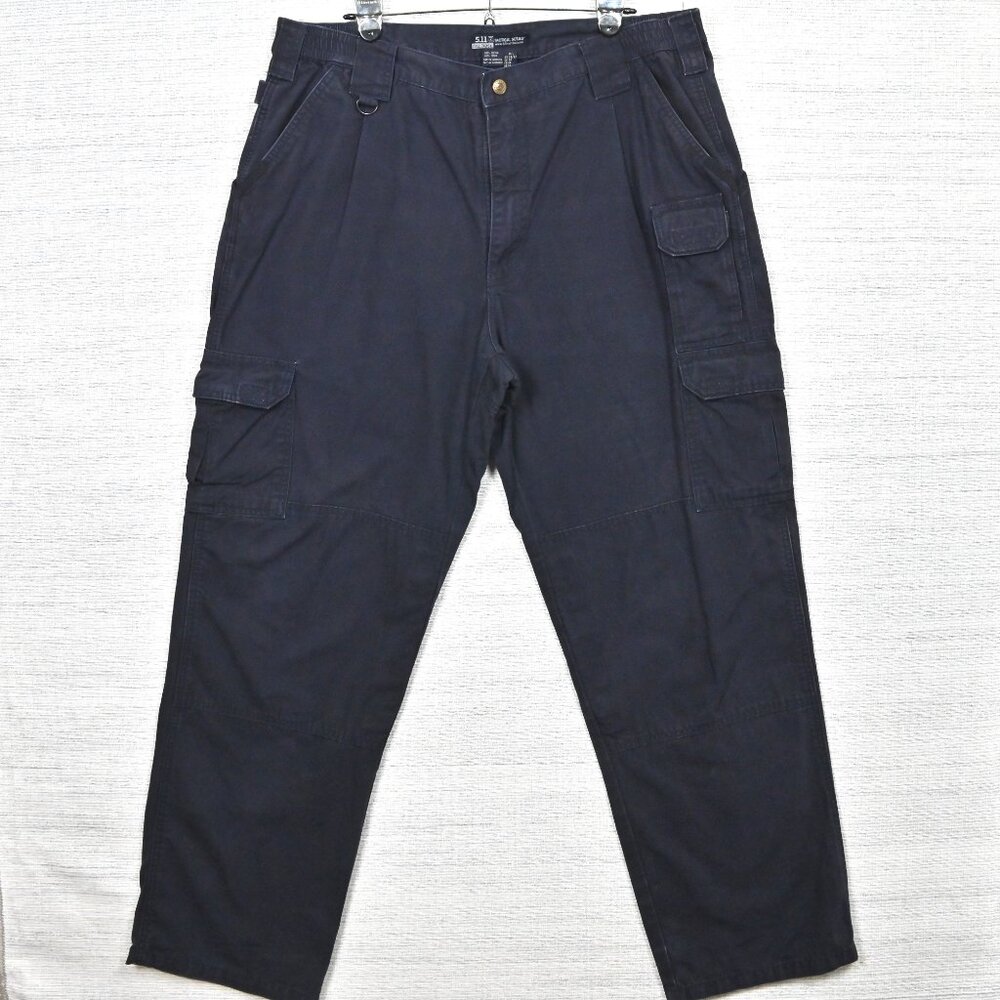 5.11 Tactical Series Rugged Belt Loop Navy Blue Cotton Cargo Work Pants 38x32